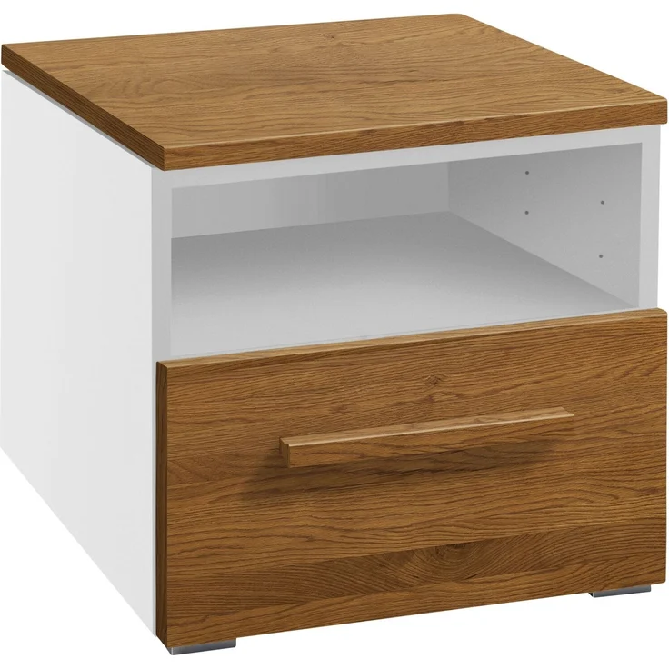 Hasena Nachttisch Onia Weiß mit Eiche brandy Front zerlegt, zerlegt (zum Selbstaufbau) 45x50x41 cm – Selezione – Bild 1