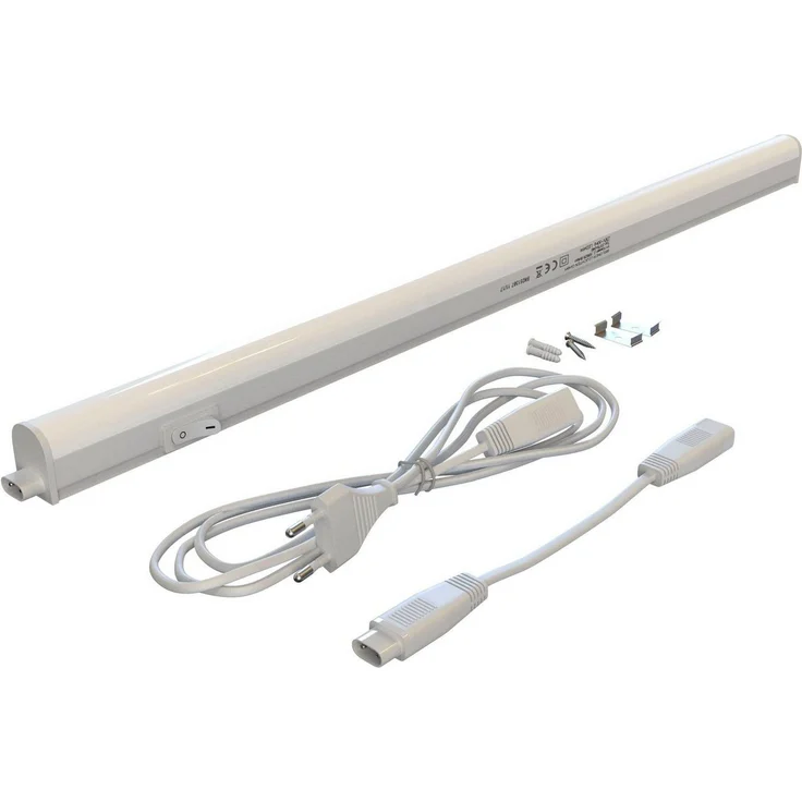 BRILONER - LED Leiste mit Ein/Aus-Schalter, neutralweiße Lichtfarbe, inkl. Steckerkabel, Unterbauleuchte Küche, LED Lichtleiste Küche, Schrankbeleuchtung, Küchenlampe, LED Lampe, 58,5 x 2,2 x 3 cm, Weiß – Bild 1