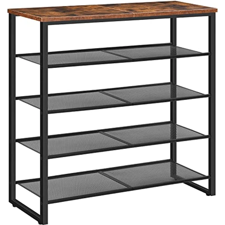 HOOBRO Schuhregal, 5 Ebenen Schuhablage, Schuhschrank, für 16-20 Paar Schuhe, Schuhaufbewahrung, platzsparend, robust und stabil, Flur, Wohnzimmer, Dunkelbraun-Schwarz EBF58XJ01 – Bild 2