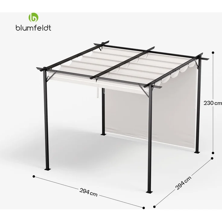 Blumfeldt Pavillon 3x3, Wasserdicht Stabil Winterfest, Pulverbeschichteter Stahlrahmen, Wetterfestes Polyesterdach, Seitliche Jalousien, Einfache Montage, Ganzjährig Nutzbar – Bild 8