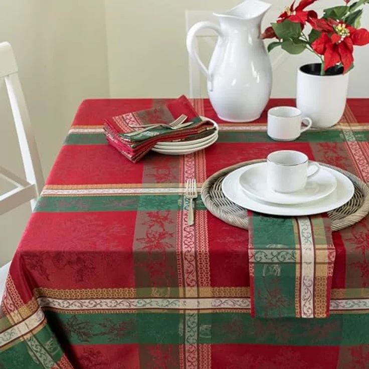 Benson Mills Holiday Legacy garngefärbte Jacquard-Tischdecke, Feiertags-, Winter- und Weihnachts-Tischdecke (Mehrfarbig, 132,1x177,8 cm, rechteckig) – Bild 6