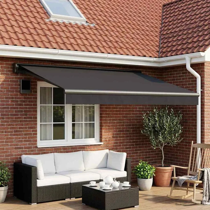 vidaXL Markisenersatzstoff Anthrazit 350x250 cm Polyester 3444224 – Bild 1