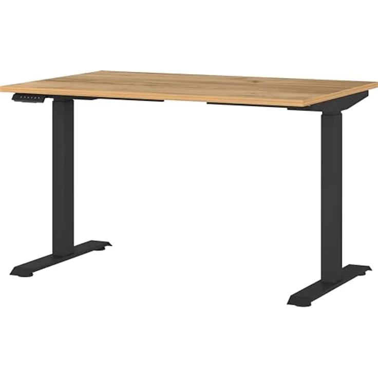 Germania Schreibtisch 7907-593, in Navarra-Eiche-Nb./Schwarz, EL. höhenverstellb, 120 x 120 x 80 cm (BxHxT) – Bild 2