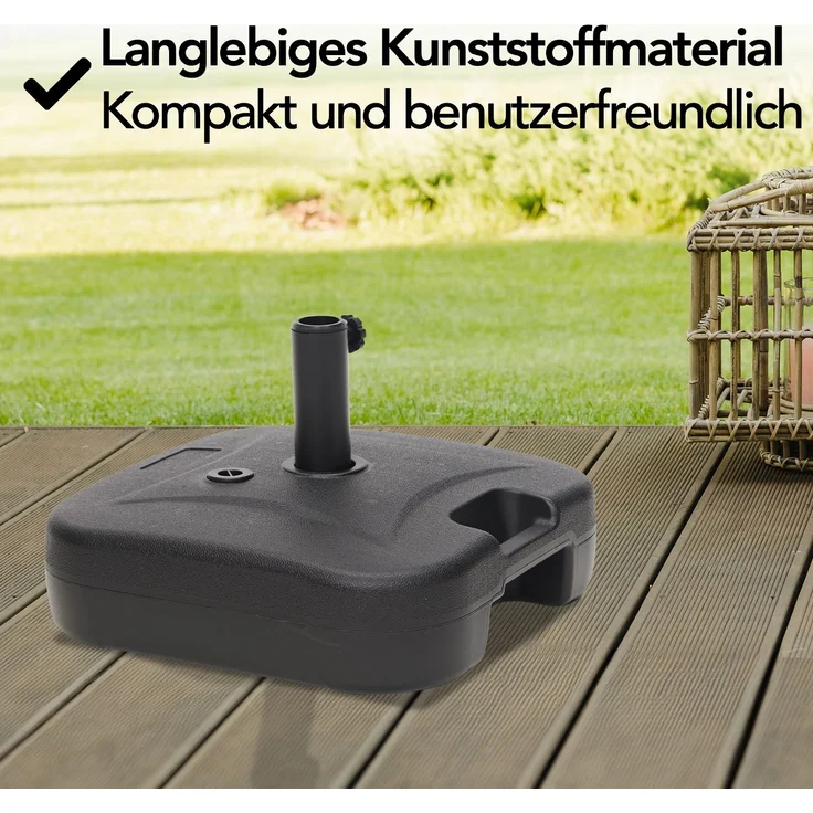 Brixy Sonnenschirmständer - Befüllbar - 40KG - Kompakt und Stabil - Sonnenschirmhalter - Kunststoff - Anthrazit – Bild 9