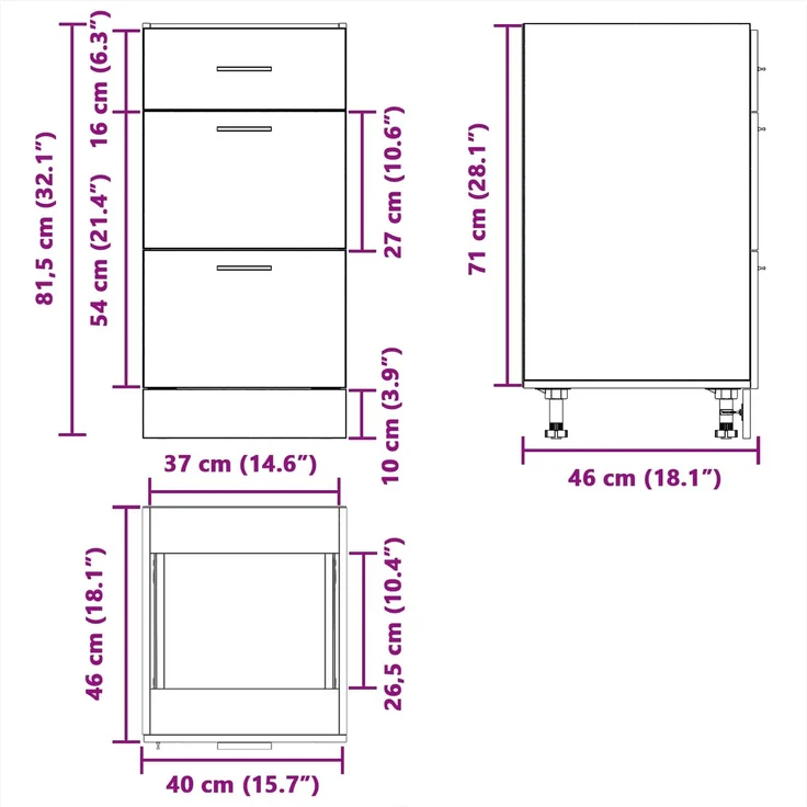 vidaXL Unterschrank Lyon Betongrau 40x46x81,5 cm Holzwerkstoff 854214 – Bild 12