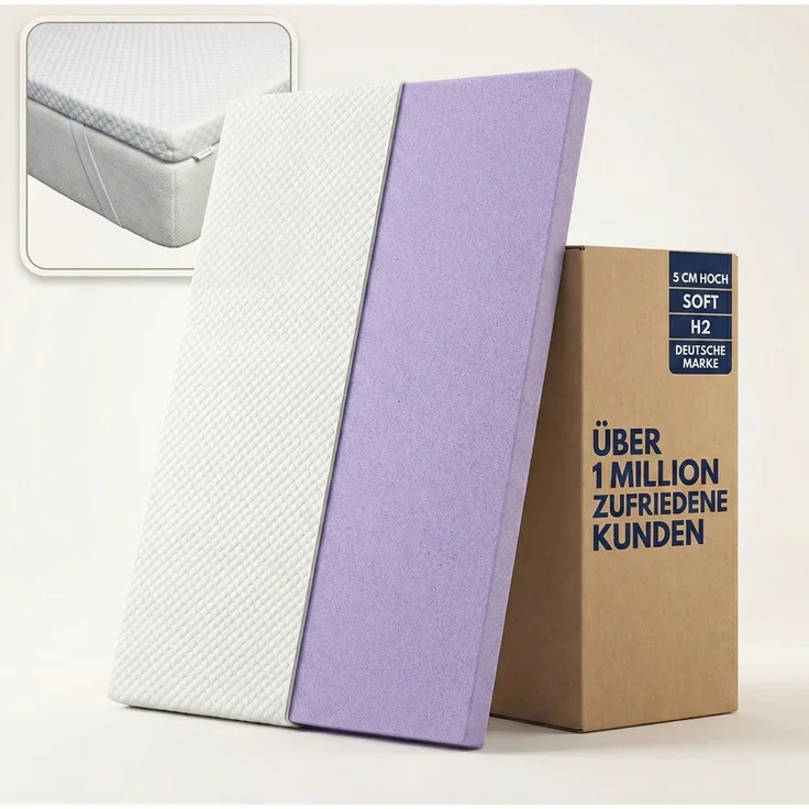 Topper SOFT 90x200cm, Memory Foam Matratzentopper, waschbarer Bezug, geeignet für Federkern & Schaumstoff Matratzen, H2, Matratzenauflage Höhe 5cm
