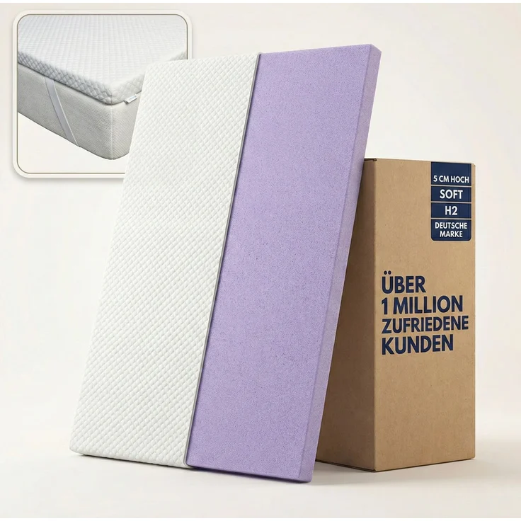 Topper SOFT 90x200cm, Memory Foam Matratzentopper, waschbarer Bezug, geeignet für Federkern & Schaumstoff Matratzen, H2, Matratzenauflage Höhe 5cm – Bild 1