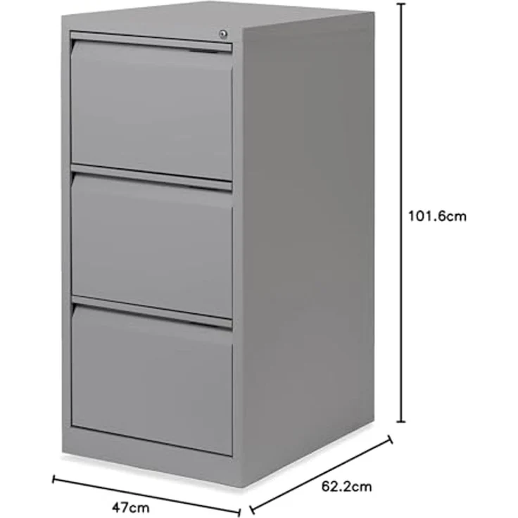 Rocada | Metall-Ordner für Hängemappen | Aktenschrank für Büromöbel | 3 Schubladen | abschließbare Schränke | 47 x 62 x 102 cm - Grau – Bild 2