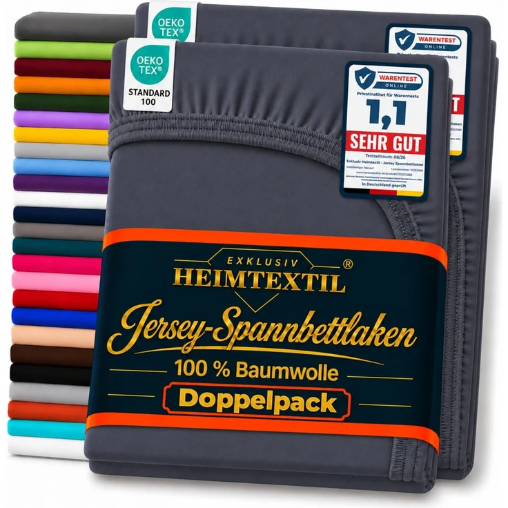 Doppelpack Jersey Spannbettlaken Premium Navyblau 60 x 120 - 70 x 140 cm – Bild 1