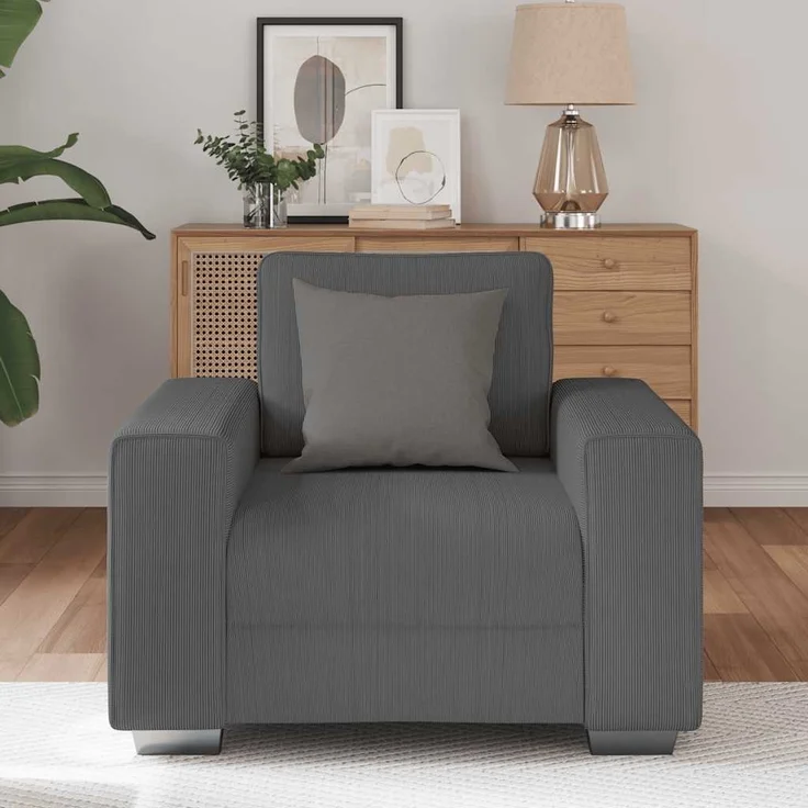 vidaXL Sessel Dunkelgrau 100x77x82 cm Cordstoff 4105187 – Bild 2
