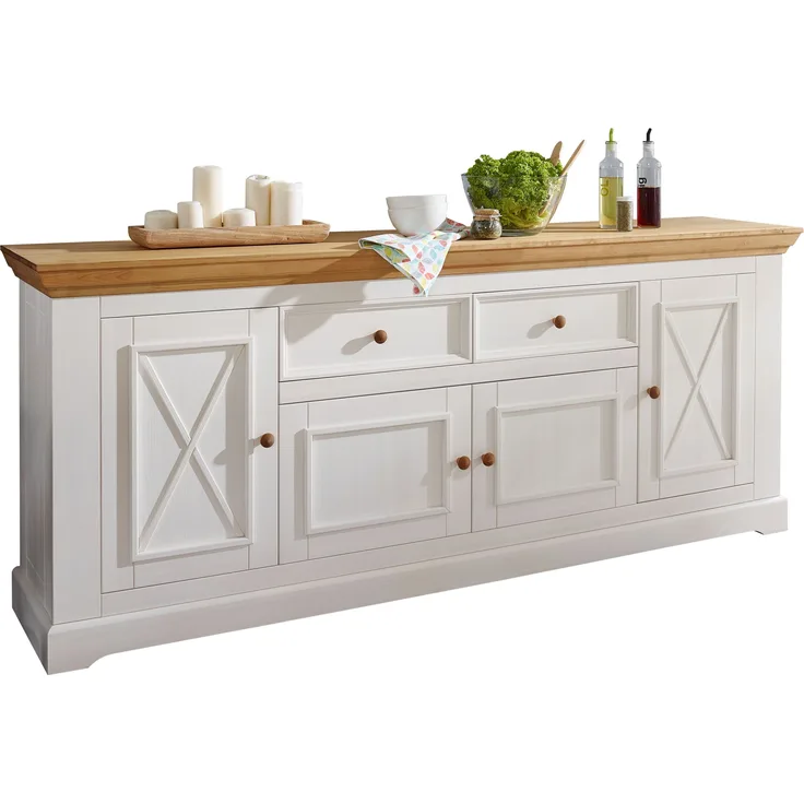 Sideboard >WZ-0133< (BxHxT: 209x82x42 cm) in weiß - 209x82x42 (BxHxT)