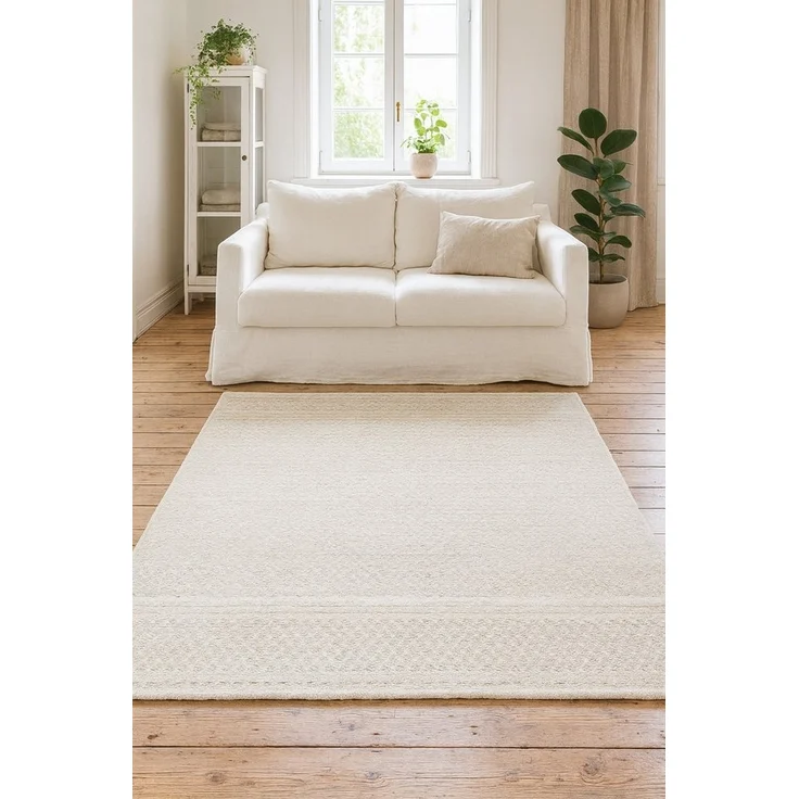 Wohnando Teppich MY-RUG Teppich Nordic Wool,90x60,Natur-Weiß aus Wolle&Baumwolle, rechteckig, Höhe: 0 mm, handgewebt, Natürliches Material, Boho-Stil, wendbar – Bild 5