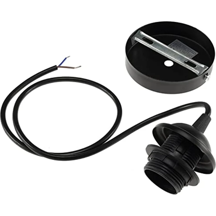 Hängeleuchte mit E27 Fassung, 80cm Kabel Ø 40mm für Lampenschirme, schwarz – Bild 3