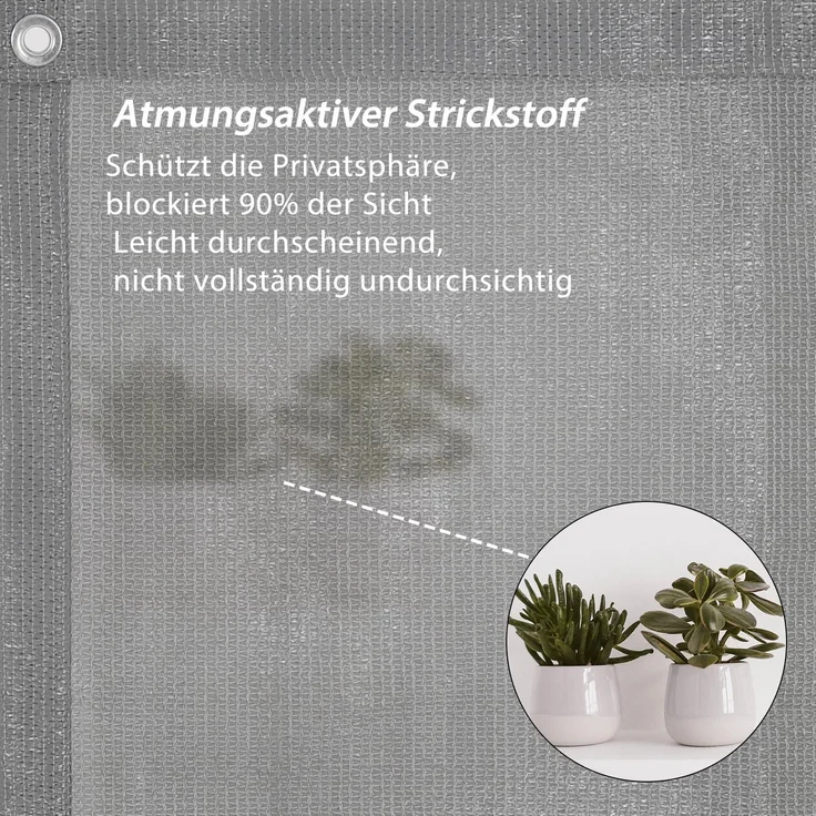 Sekey Balkon Sichtschutz Balkonabdeckung HDPE 220 g/m² Leicht Transparent Wind- und UV-Schutz Wetterfest, 120x300cm, Hellgrau – Bild 7