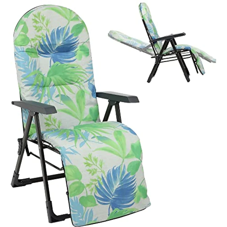 Kadax Gartenliegestuhl, verstellbar, Grün, Blau, Grau, Metall, 58x150 cm, ideal für Garten und Terrasse – Bild 1