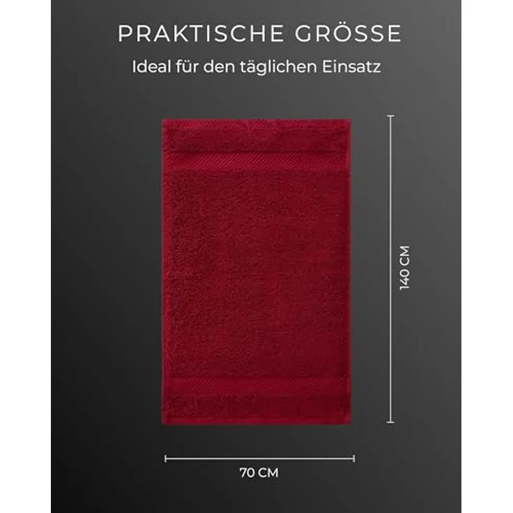 Luckytowel Duschtuch Set 70x140 cm, Oeko-TEX Badetücher 100% Baumwolle mit 600 g/m², flauschig & saugstark, 2er Pack Rot – Bild 4