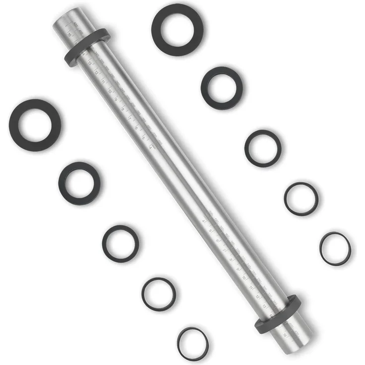 Edelstahl Teigroller Nudelholz Antihaft Silikonringe 5 Größen Backzubehör 45cm – Bild 1