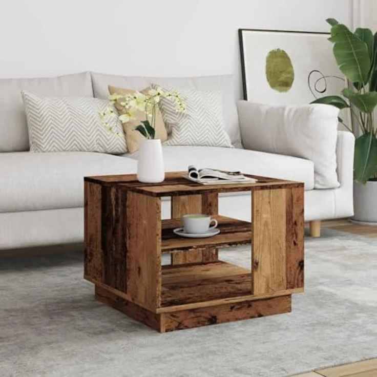 vidaXL Couchtisch Altholz-Optik 55x55x42 cm Holzwerkstoff 856802 – Bild 3