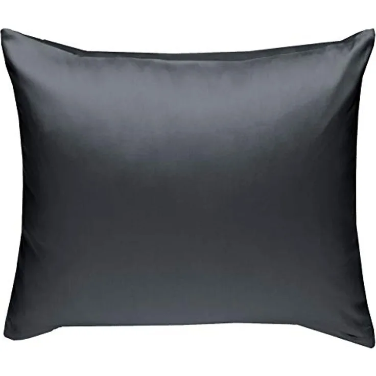 Bettwaesche-mit-Stil Mako-Satin / Baumwollsatin Bettwäsche uni / einfarbig dunkelgrau Kissenbezug 50x50 cm