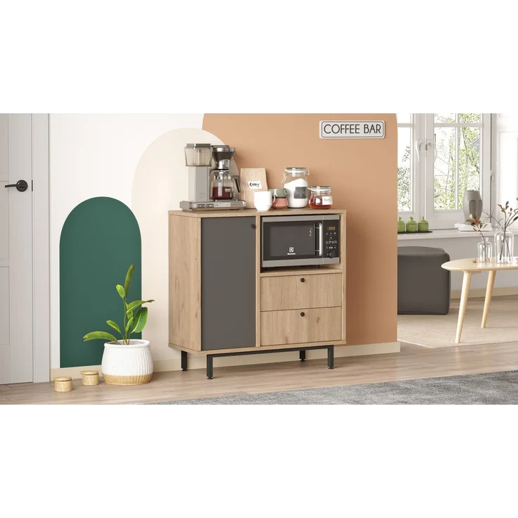 Skye Decor 'LAT1-SA' Mehrzweckschrank, Eiche / Anthrazit, 88 x 85 x 35,5 cm – Bild 3