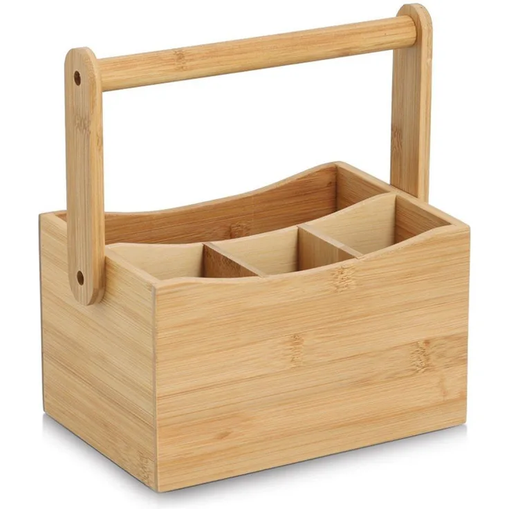ZELLER Utensilienhalter 25671 mit Tragegriff, Bambus / Organizer