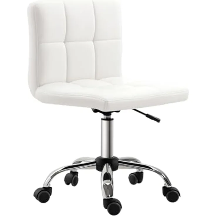 HOMCOM Bürostuhl Ergonomischer Höhenverstellbarer Drehstuhl (Schreibtischstuhl, 1 St), mit 5 Nylonrädern, für Büro, Arbeitszimmer, Weiß