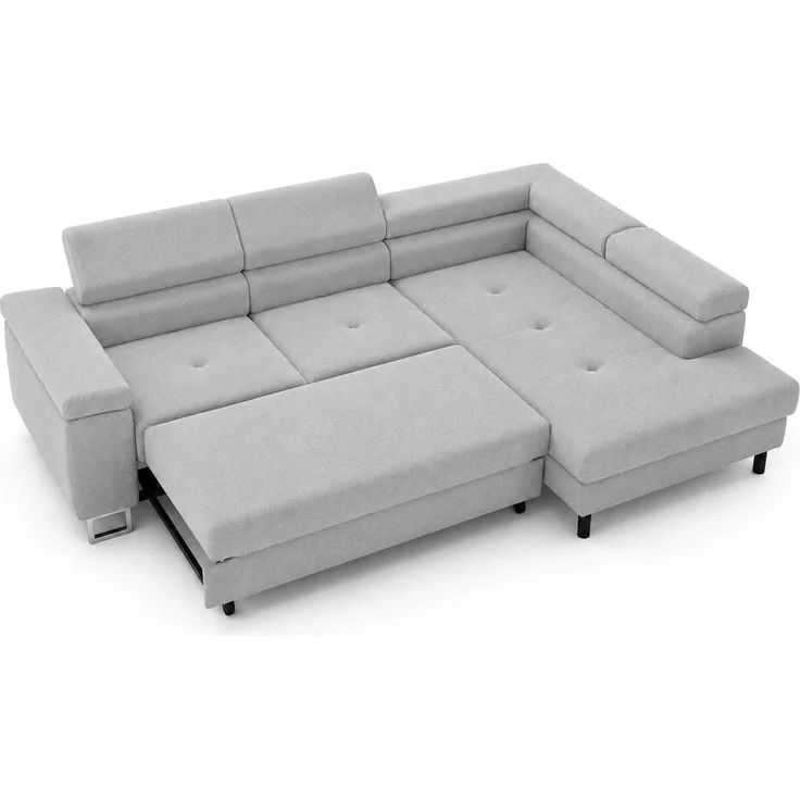 KRISAN MÖBEL Ecksofa L-Form ALVARO in Hellgrau 275 x 90 x 202 cm mit Schlaffunktion und Bettkasten Rechts – Bild 2