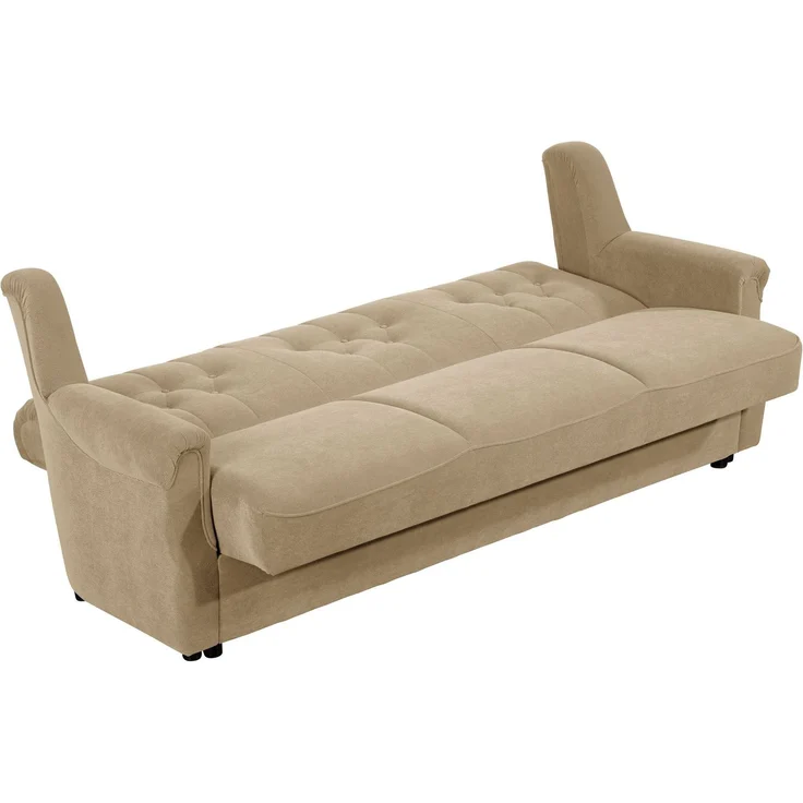 Sofa 3-Sitzer mit Bettfunktion Kaylyn Flockstoff sand – Bild 6