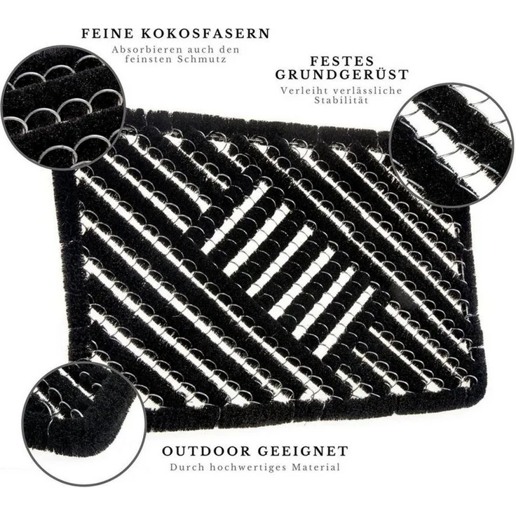 HANSE Home Fußmatte Grid Brushes Mat, Türmatte, rechteckig, Höhe: 33 mm, Gitter, Robust, Bürsten, Innen, Außen, Schmutzabtreter, Wetterfest – Bild 3