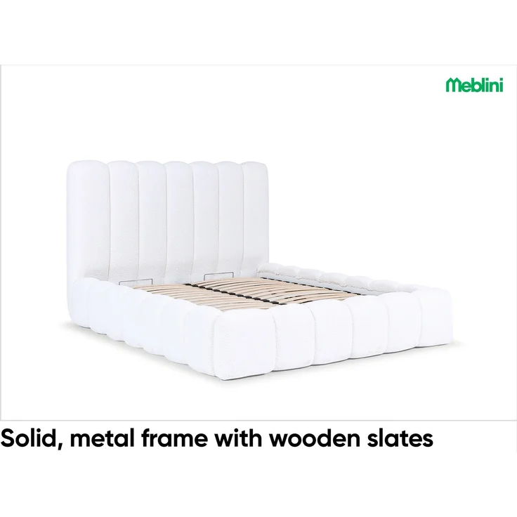 MEBLINI Polsterbett 160x200 mit Lattenrost mit Matratze - CARLOS - Grün Boucle - Bubble Bett - Cloud Bett - Marshmallow Bed - Kopfteil Bett mit Stauraum – Bild 6