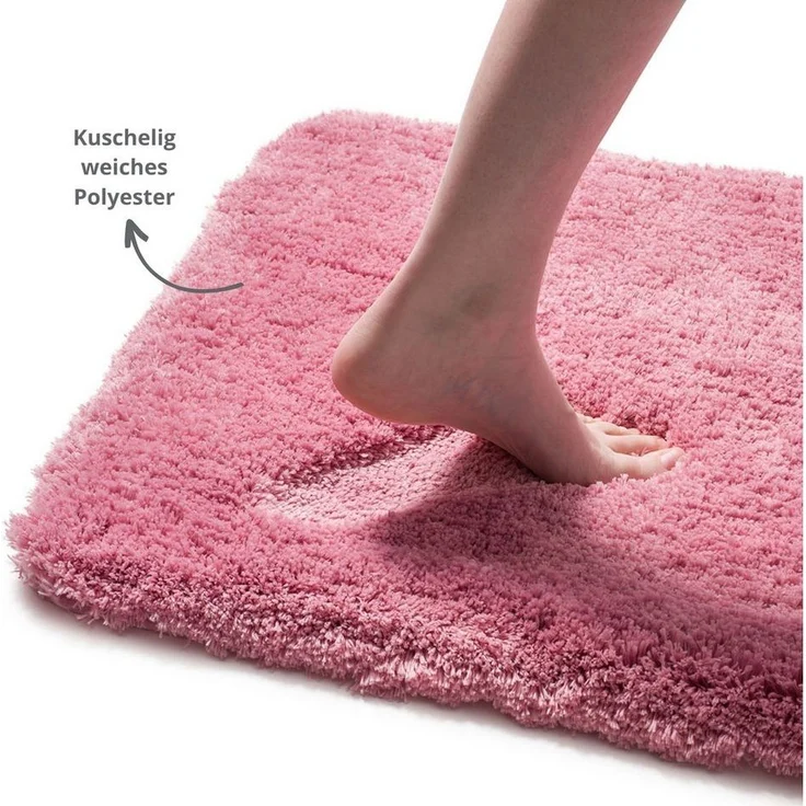 liebling Badematte Superior, rutschhemmend beschichtet, schnell trocknend, strapazierfähig, fußbodenheizungsgeeignet, Polyester, mit Ausschnitt, kuschelig weiches Polyester, in vielen verschiedenen Größen und Farben – Bild 3