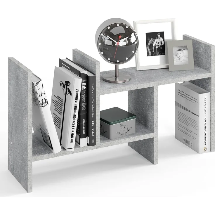 KOMTO Bücherregal Shelf K Tischregal Schreibtisch Aufsatzregal Desktop Regal Klein, Küchenregal Stehend für Arbeitsplatte 51-97 х 20 х 40 cm