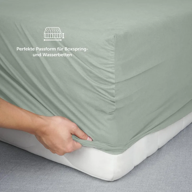 Blumtal Luxus Spannbettlaken 180x200 cm Boxspringbett 2er Set bis 40cm Höhe - Oeko-Tex Zertifizierte Baumwoll Bettlaken 180x200 Boxspringbett - Spannbettlaken 180x200 cm Baumwolle - Summer Green – Bild 5
