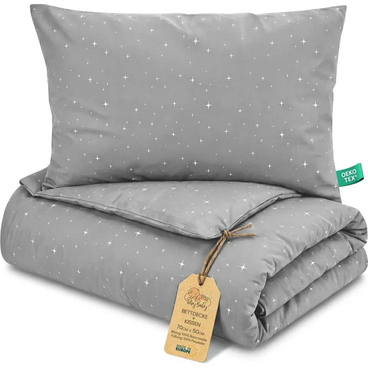 Kinder Bettdecke ohne Bezug 50x70 cm - Baumwolle Baby Decke und Kissen Set Kinderdecke 50x70 und Kopfkissen 40x35 - Bettdecken Kinderbettdecke Oeko-Tex Galaxie