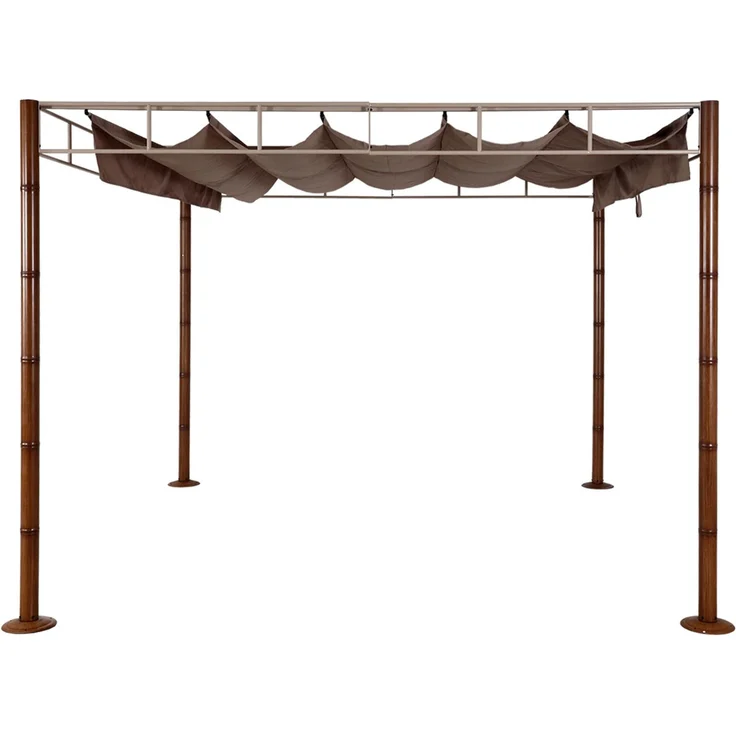 Mendler 'HWC-L42' Pergola, stabiles 7cm-Metall-Gestell taupe / braun, 3x3 m – Bild 7