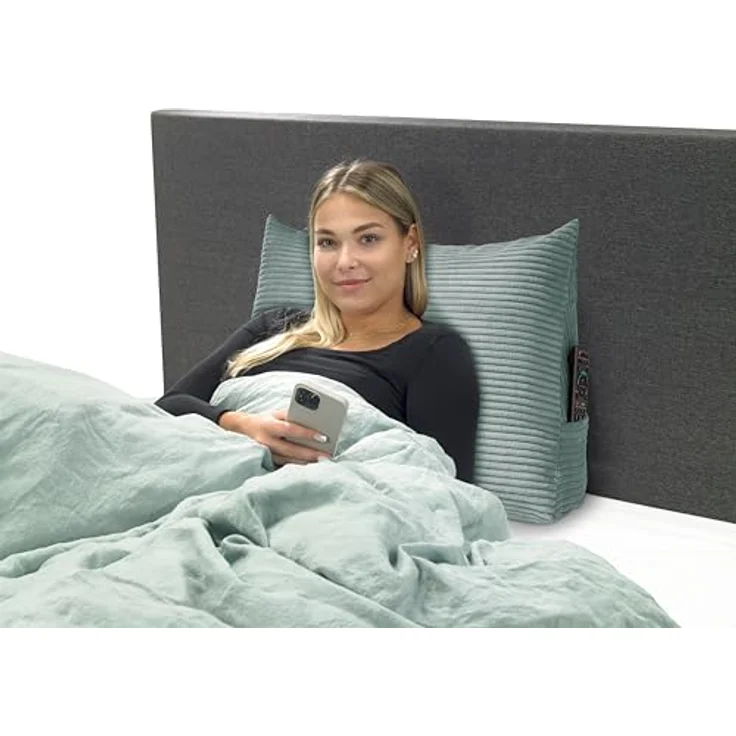 XDREAM Rückenkissen ergonomisches Keilkissen für Bett und Sofa, 1-tlg, als Kopfkissen oder Venenkissen verwendbar, mit praktischem Seitenfach – Bild 3
