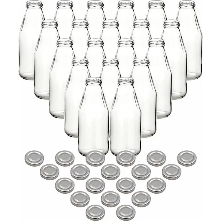 gouveo Trinkflasche Saftflaschen 500 ml mit Schraub-Deckel - Kleine Flasche 0,5 l, 20er Set, silberfarben – Bild 2