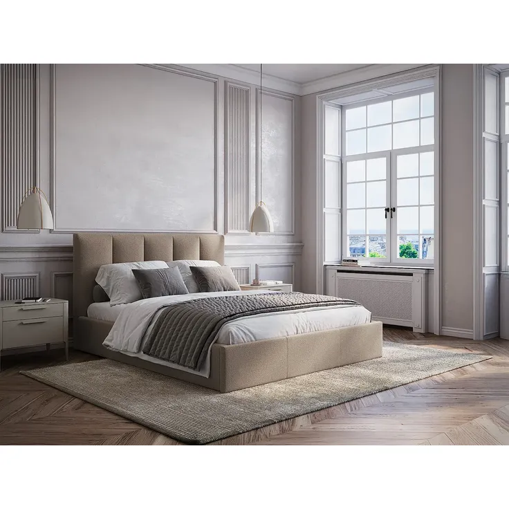 Vente-unique - KILACLO Bett Stoff Schokoladenbraun - B 213 cm x H 106 cm x L 190 cm