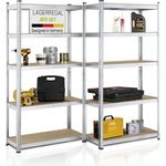 Juskys Lagerregal Basic 8er Set 180x90x40 cm – 8 Schwerlastregale mit 40 Böden – max. 7000 kg - Metall verzinkt - Regale Kellerregal Metallregal