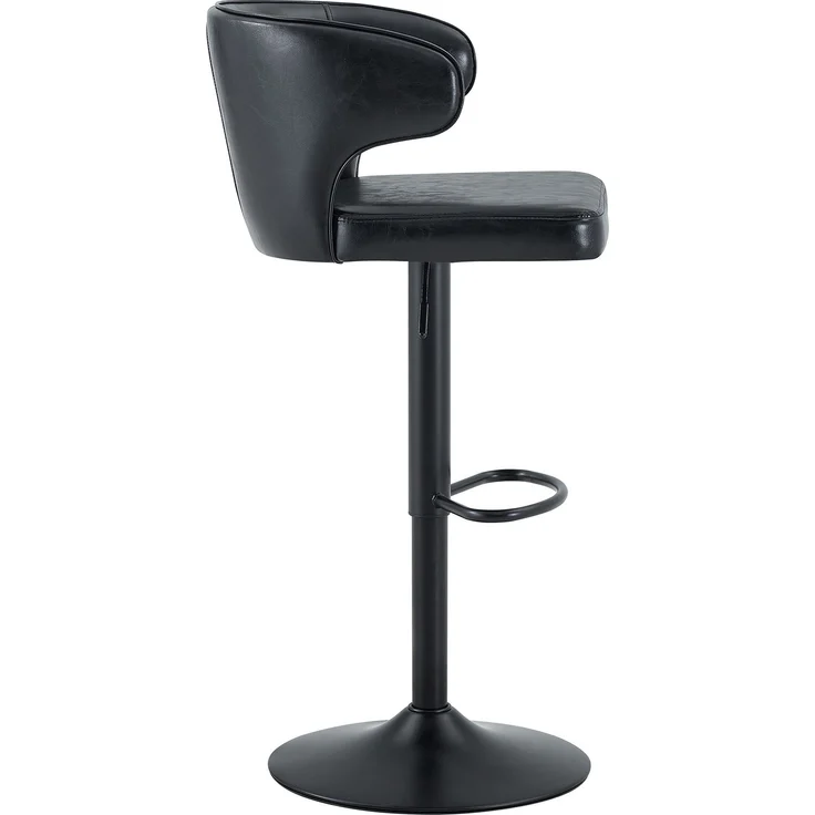 2er Set Barhocker mit Lehne Höhenverstellbar, 360° Drehbar Barstuhl mit großem Sockel & Fußstütze, Moderner Küchenhocker für Bar Küche Theke (Nur Stühle)--Schwarz--110x45x49.7cm--YOUDENOVA – Bild 2