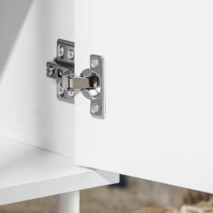 SoBuy Nachttisch FBT124-W, Beistelltisch mit 1 Tür, Weiß, modernes Design, Belastbarkeit bis 30kg, Maße 40x57x35cm – Bild 8