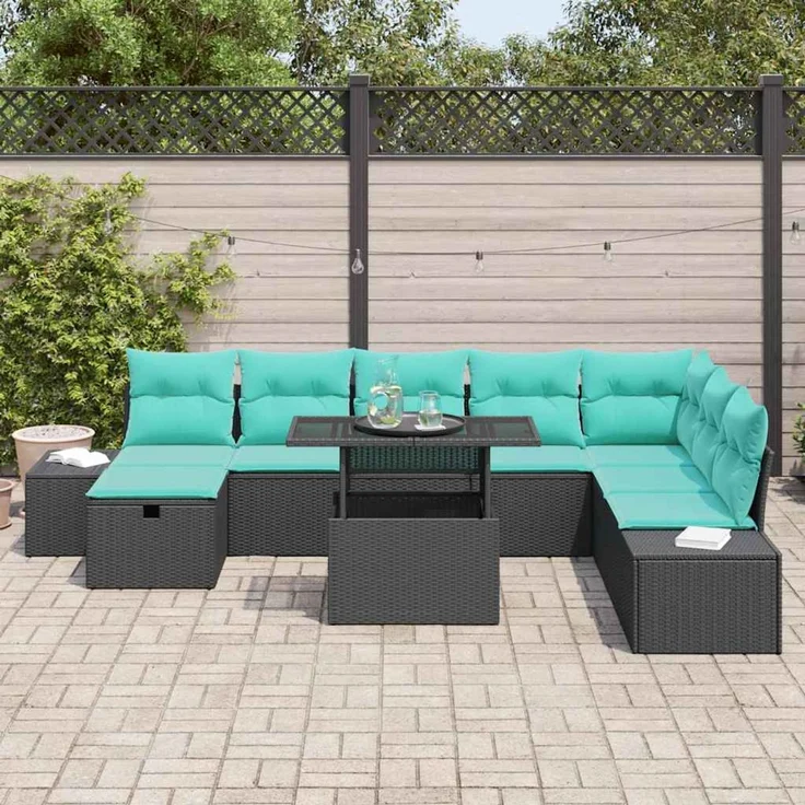 vidaXL Gartensofa-set 9 stk. Schwarz Poly-Rattan 3361235 – Bild 3