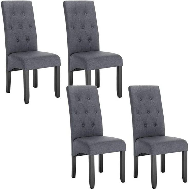Woltu Esszimmerstuhl (Set, 4 St), Küchenstuhl mit Massivholz Beine, Leinen – Bild 4