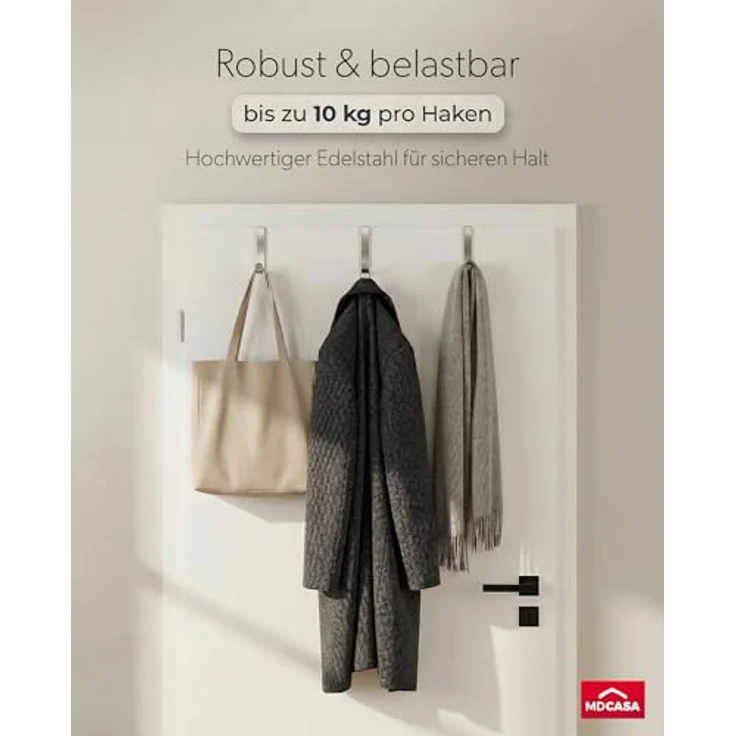 MDCASA Türhaken Türhaken bis 1,5 cm Türfalz, Innentüren mit Falz, Zimmertüren, (Set, 4 Stück), speziell für die Tür Außenseite – Bild 6