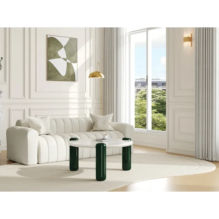 Vente-unique - NARODI Couchtisch Marmor Weiß - B 90 cm x H 40 cm x L 90 cm