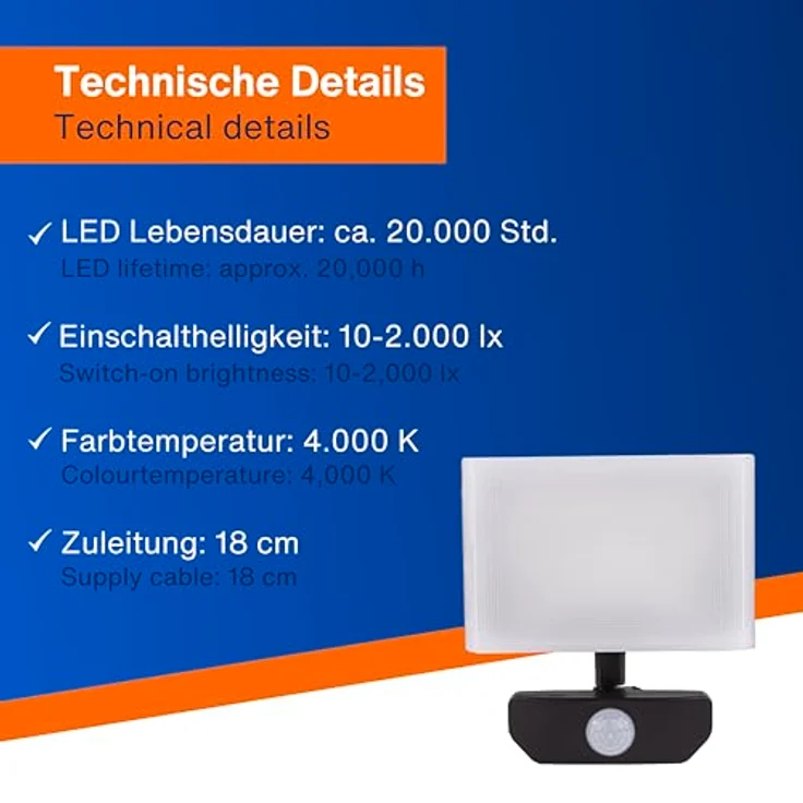 REV LED Strahler außen SUPRA, Außenleuchte mit Bewegungsmelder, 20W, 1600 Lumen, IP54, anthrazit – Bild 4