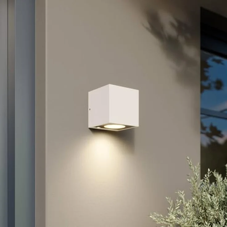 Arcchio LED Wandleuchte Tassnim, moderne Außenwandleuchte in Weiß aus Aluminium, 1-flammig, IP65 für Terrasse & Balkon – Bild 3