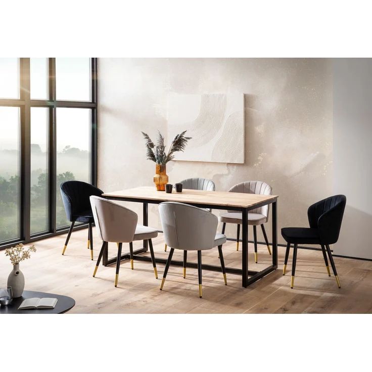 FineBuy Esszimmertisch Akazie Massivholz Metall Esstisch Loft-Style, Küchentisch mit Metallbeinen, Holztisch Industrial, Speisetisch Esszimmer Rechteckig – Bild 2