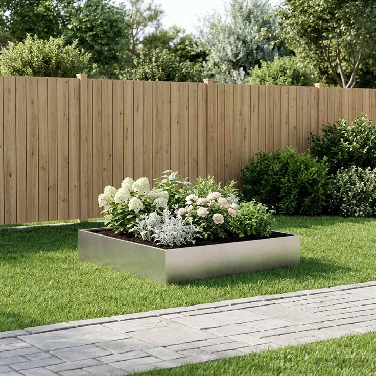 vidaXL Garten-Pflanzgefäß Silber 80 x 80 x 20 cm Edelstahl 8005016 – Bild 1