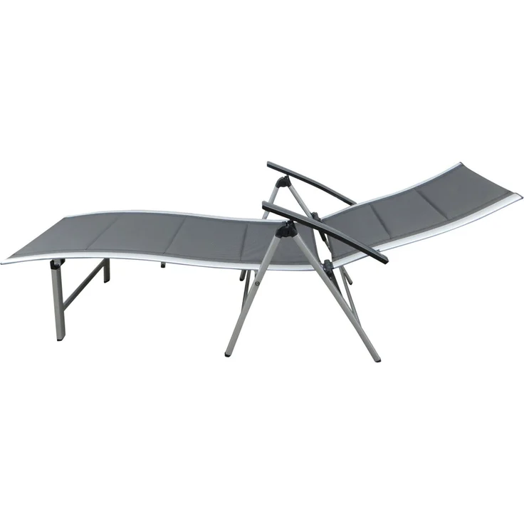 Mandalika Garden NOX Padded Alu-Sonnenliege Klappliege in silber / mixed-taupe – Bild 6